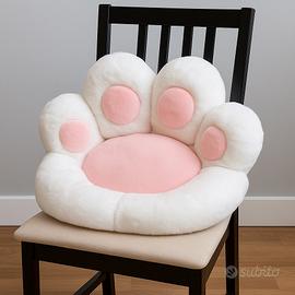 Cuscino sedia zampa gatto bianco/rosa morbido