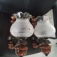 applique lampadario legno e ferro