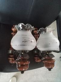 applique lampadario legno e ferro