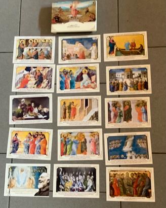 Raccolta di 14 cartoline via crucis, padre Pio