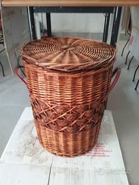 Cesta in vimini portabiancheria, anni '70