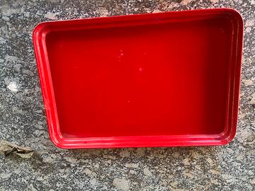 Vassoio legno vintage rosso