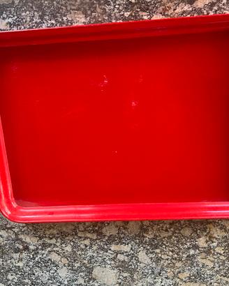 Vassoio legno vintage rosso