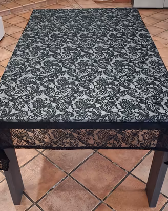 Tovaglia poliestere effetto pizzo nero 45x250cm 