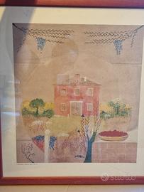 quadro la stampa d'arte "la casa rossa" con corn