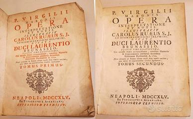Due volumi libro ANTICO RARO Virgilio Opera, 1745