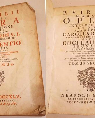 Due volumi libro ANTICO RARO Virgilio Opera, 1745