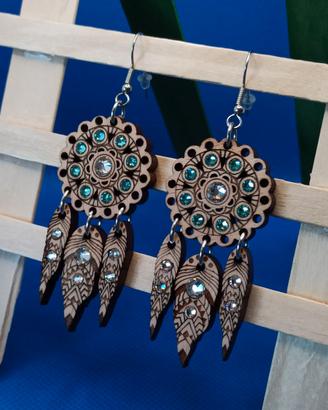 Orecchini Acchiappasogni  in legno e Swarovski®