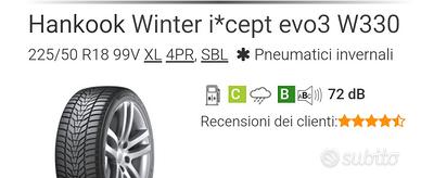 4 gomme Hankook invernali 225/50 R18 Winter I*cept