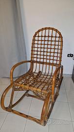 Sedia a dondolo in bambù/rattan – Artigianale anni