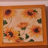 quadro arancione con fiori, pittura ad olio,