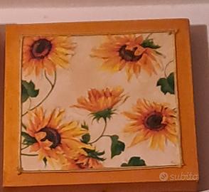 quadro arancione con fiori, pittura ad olio,