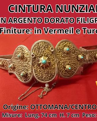 CINTURA NUNZIALE IN ARGENTO DORATO FILIGRANA