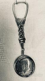 Portachiavi in argento con moneta Kennedy