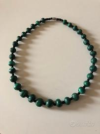 Collana in malachite non lucidata - Vintage