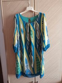 Vestito doppio velo multicolor