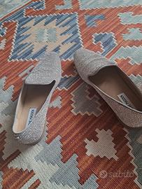 mocassini in argento strass