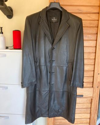 Giacca in pelle cappotto lungo uomo tg 52
