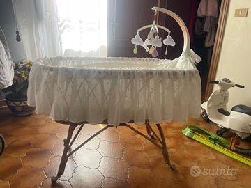 Culla lettino neonato vintage anni 80 vimini