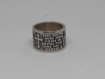 Anello in argento padrenostro in rilievo