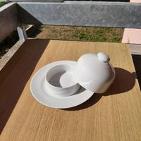 Burriera in ceramica bianca con coperchio - Vintag