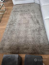 tappeto grigio rettangolare peloso grande