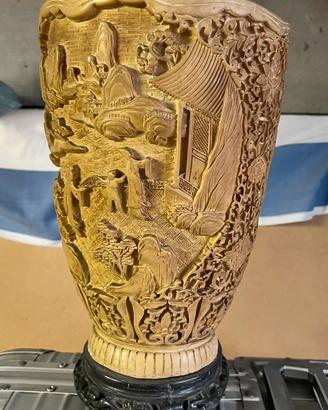 Vaso fiori di pasta di marmo disegni orientali