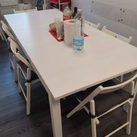 TAVOLO ALLUNGABILE BIANCO + 12 SEDIE PIEGHEVOLI