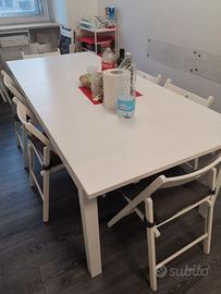 TAVOLO ALLUNGABILE BIANCO + 12 SEDIE PIEGHEVOLI