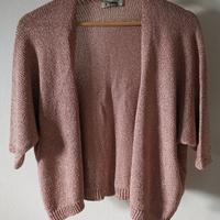 Cardigan rosa cipria con filo dorato tg unica