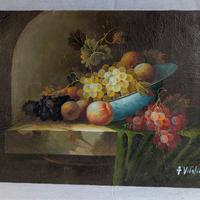 Dipinto olio su tela A. Vitaliano - natura morta 