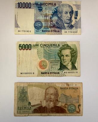 Lotto banconote lira 10000 5000 2000