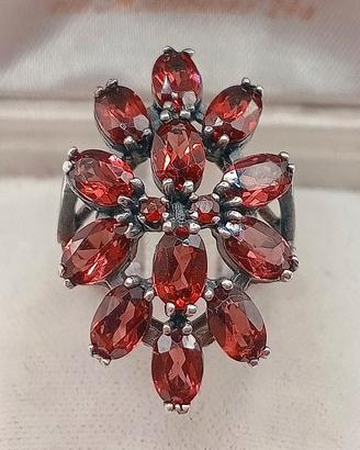 anello vintage argento 925 granati retrò gotico 