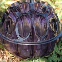 VASO VETRO DESIGN RANA FIORI VIOLA CECOSLOVACCHIA