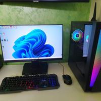 PC Computer fisso+monitor+tastiera+sedia da gaming