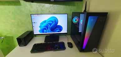 PC Computer fisso+monitor+tastiera+sedia da gaming