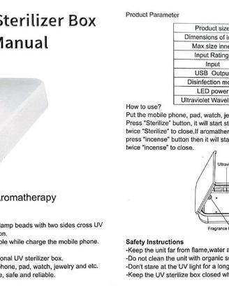 Sterilizzatore UV-C Universale con Aromaterapia
