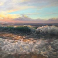 Dipinto olio su tela Marea della sera. 50x70x1,5