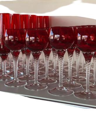 SERVIZIO DI BICCHIERI IN CRISTALLO ROSSO 62 PEZZI