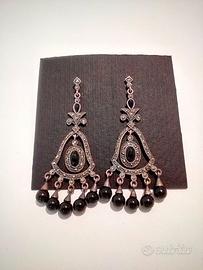 Orecchini AK191 - Argento 925, Onice nera