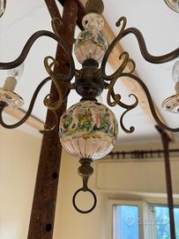 Lampadario in ceramica dipinta a mano – vintage