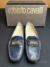 Mocassini roberto cavalli in pelle blu taglia 37