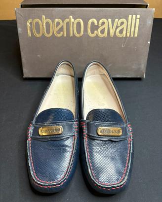 Mocassini roberto cavalli in pelle blu taglia 37