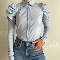 Camicia maniche a sbuffo azzurra Pinko nuova 40
