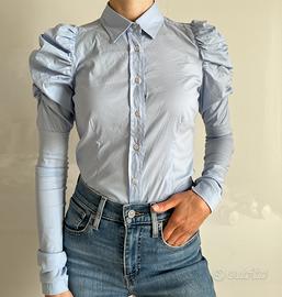 Camicia maniche a sbuffo azzurra Pinko nuova 40