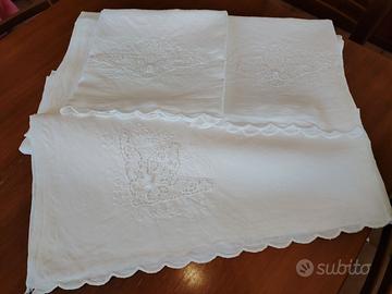 Lenzuolo lino ricamato matrimoniale