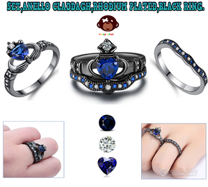 anello corona set anelli veretta rodiato