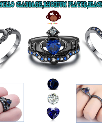 anello corona set anelli veretta rodiato