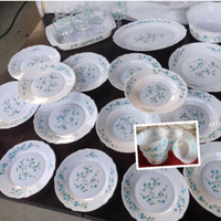 Servizio COMPLETO x6 "ARCOPAL" fiori blu, 34 pezzi