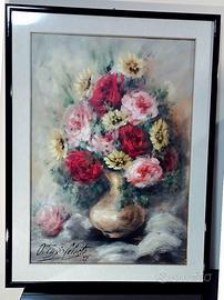 Ortensia Celeste, Vaso di fiori, Olio su tela